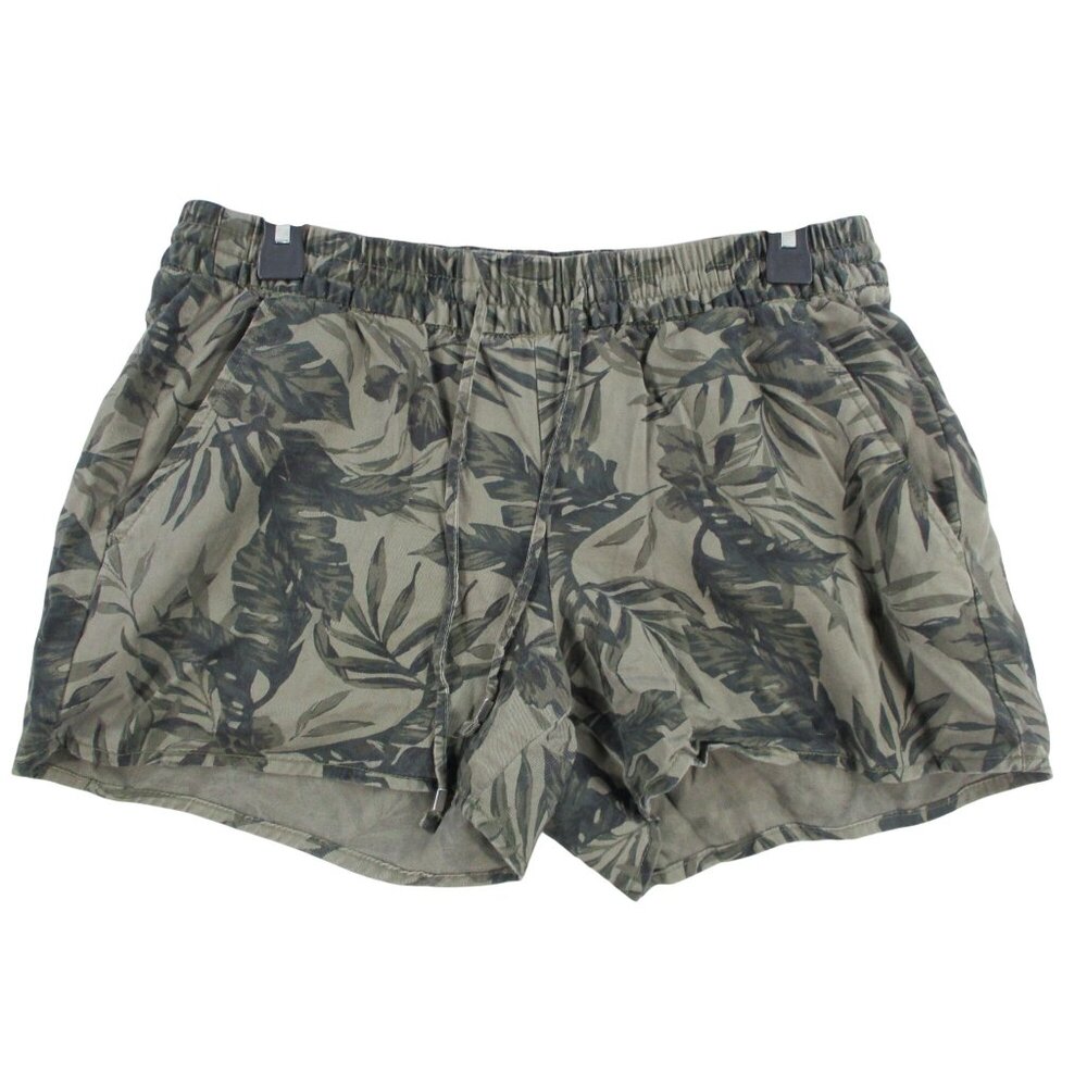 Old Navy Womens Tropical Print Elastic‎ Waist Shorts Size M Green Plant Print